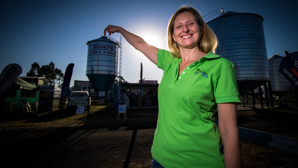 Tiny silo: Jacqui Emery, from Royal Far West, with the silo being sold off to benefit the Royal  Far West. Photograph: Simon McCarthy 220817SMC04