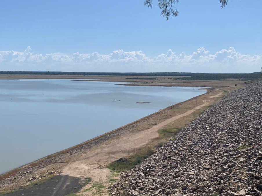 Fairbairn Dam, the state's second biggest after the Burdekin Falls Dam, fell to 7.39 per cent capacity back in December 2020, the lowest level since the dam's construction in 1972. Picture: Ben Harden