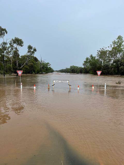 HIGHWAY CLOSED: Flash flooding from Carroll's creek to Miclere creek, has closed the Gregory Highway 30km north of Clermont. Picture: Ben Harden
