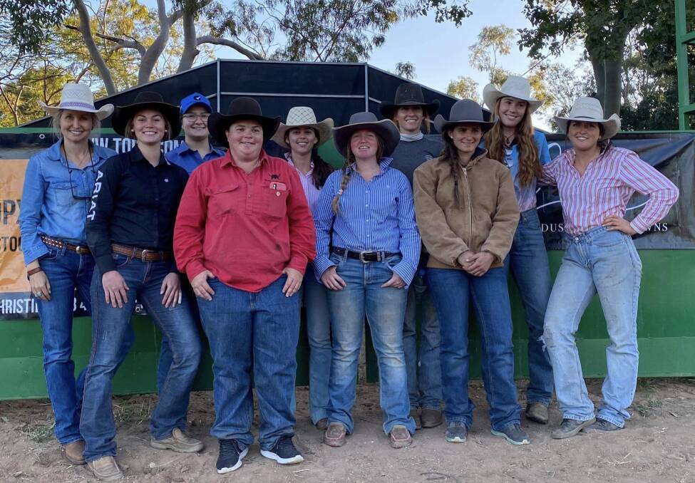 COWGIRLS: Sponsor Jaz Wallace, Buckaroo Boutique, with bronc riders Ruby Ellingworth, Bianca Chinfat, Em Bussey, Emily Collits, Paige Donald, Kelsey Bulger, Emily Hawkins, Wendy Batchelor, and Clare McMahon at a recent event.