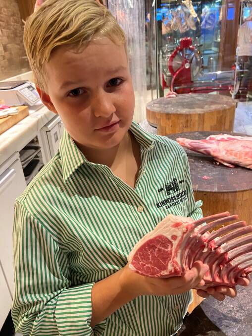 Eddie Bull with a rack of lamb from his family's Kinross Station Hampshire Down brand. Photo: Tom Bull