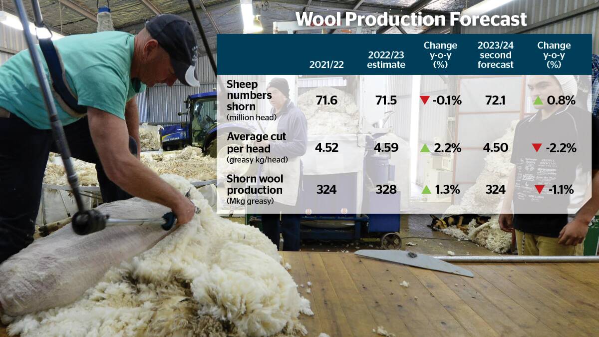 The Australian Wool Production Forecasting Committee predicts that shorn wool production will fall 1.1 per cent fro 2023/2024.
