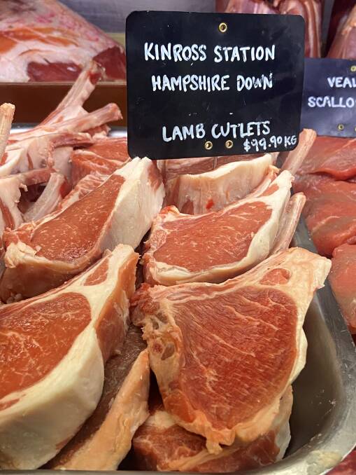 Kinross Station Hampshire Down lamb cutlets for sale at Victor Churchill in Sydney. Photo: Tom Bull