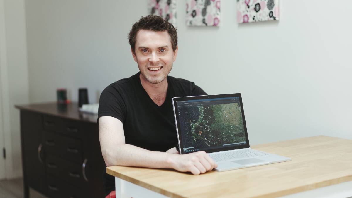 TRISTAN'S APPY: Nominee for Australian of the Year Award 2021 Tristan Morris built the Bushfire.io app which maps where fire hotspots are. Picture: Dion Georgopoulos
