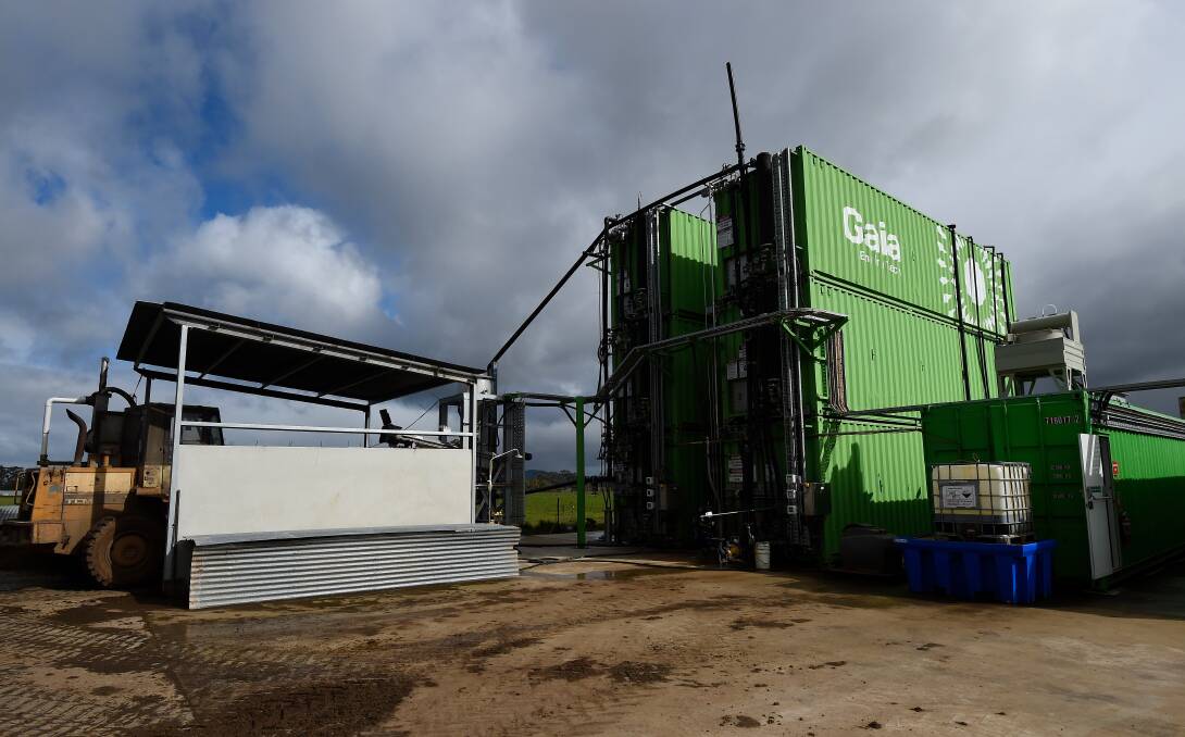 BIODIGESTER: Manure is first processed in the shed on the left - solid waste is collected and spread over paddocks as fertiliser, while everything else is fed to biodigesters in the Gaia system to produce electricity.