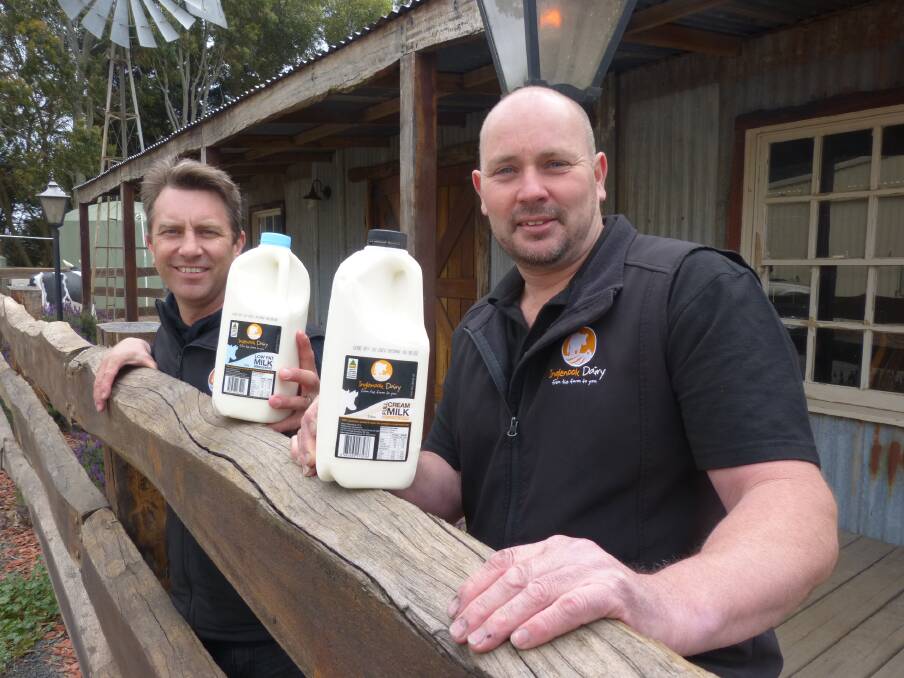 FOR THE INDUSTRY: Inglenook Dairy production manager Shane Browning and managing director Troy Peterken process more than 25,000 litres of milk weekly.