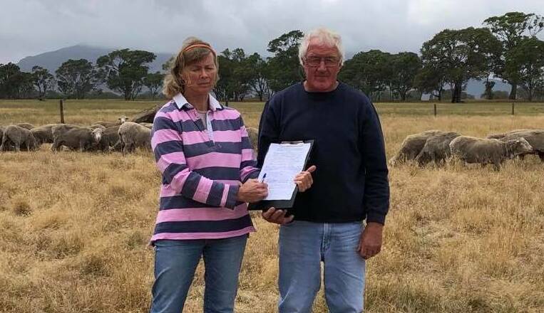 OUTRAGE: Primary producers Rhonda and John Crawford, Victoria Valley, have gained 2800 signatures to oppose a plan to introduce dingoes into the Grampains.