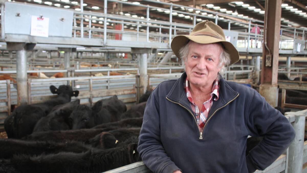 Good result: Geoff Murray from Nar Nar Goon, east of Pakenham, sold 18 Angus steers, approx 387kg each, at the Pakenham Store Sale, for 367c/kg. 
