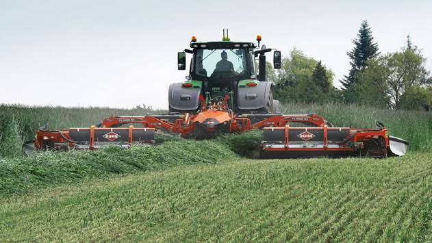 Kuhn's new FC 9330 RA mower conditioner with swath grouper.