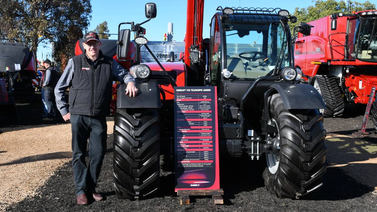New player: Case IH ANZ hay and harvest product specialist Andrew Wood with the Farmlift 742 telescopic loader.