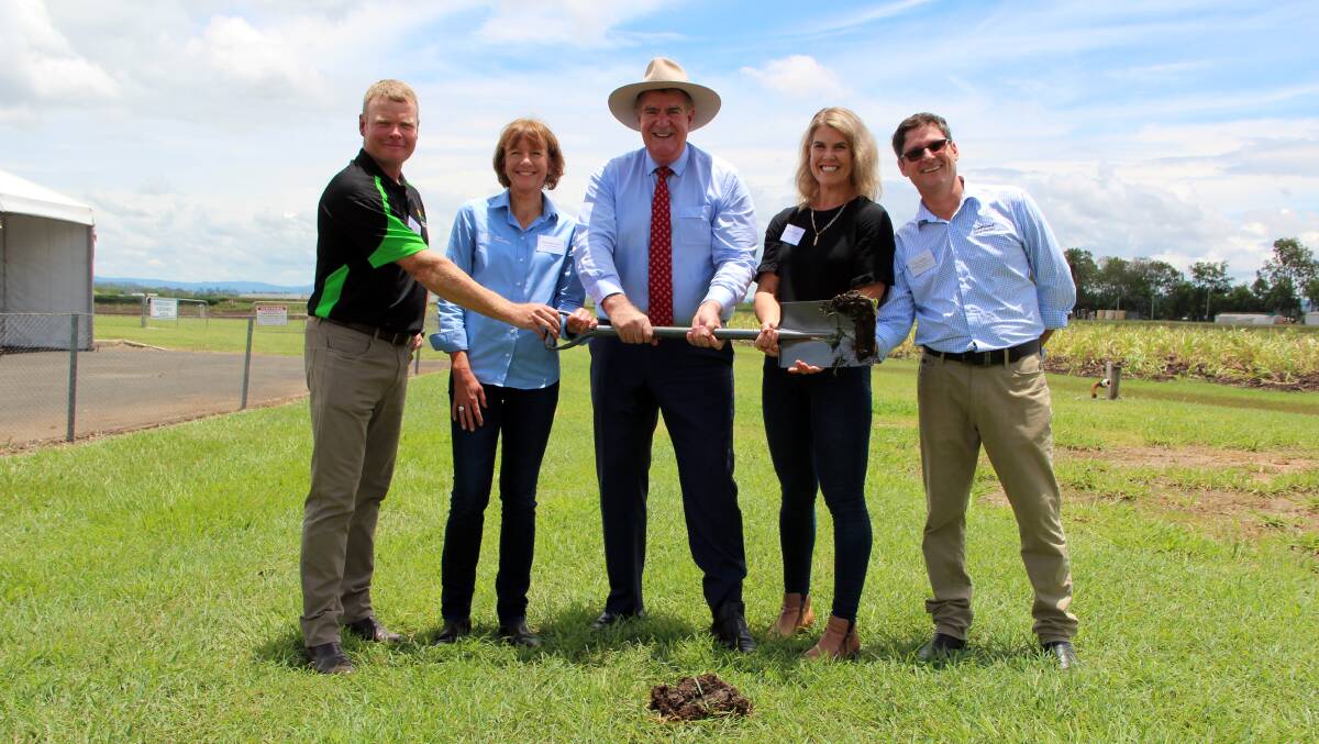 Horticultural innovation: Lockyer Valley Growers president Michael Sippel, Hort Innovation head of extension Jane Wightman, Queensland Agriculture Minister Mark Furner, Ausveg deputy chairwoman Belinda Frentz and Queensland Department of Agriculture and Fisheries' Ian Layden turning the sod at the Gatton Smart Farm site.