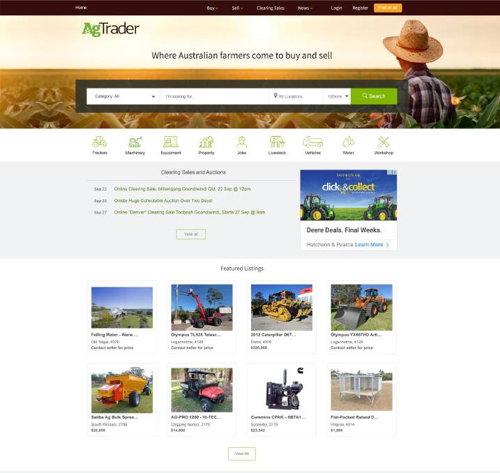 Larger images and an increase in the use of white-space is a feature of agtrader.com.au 
