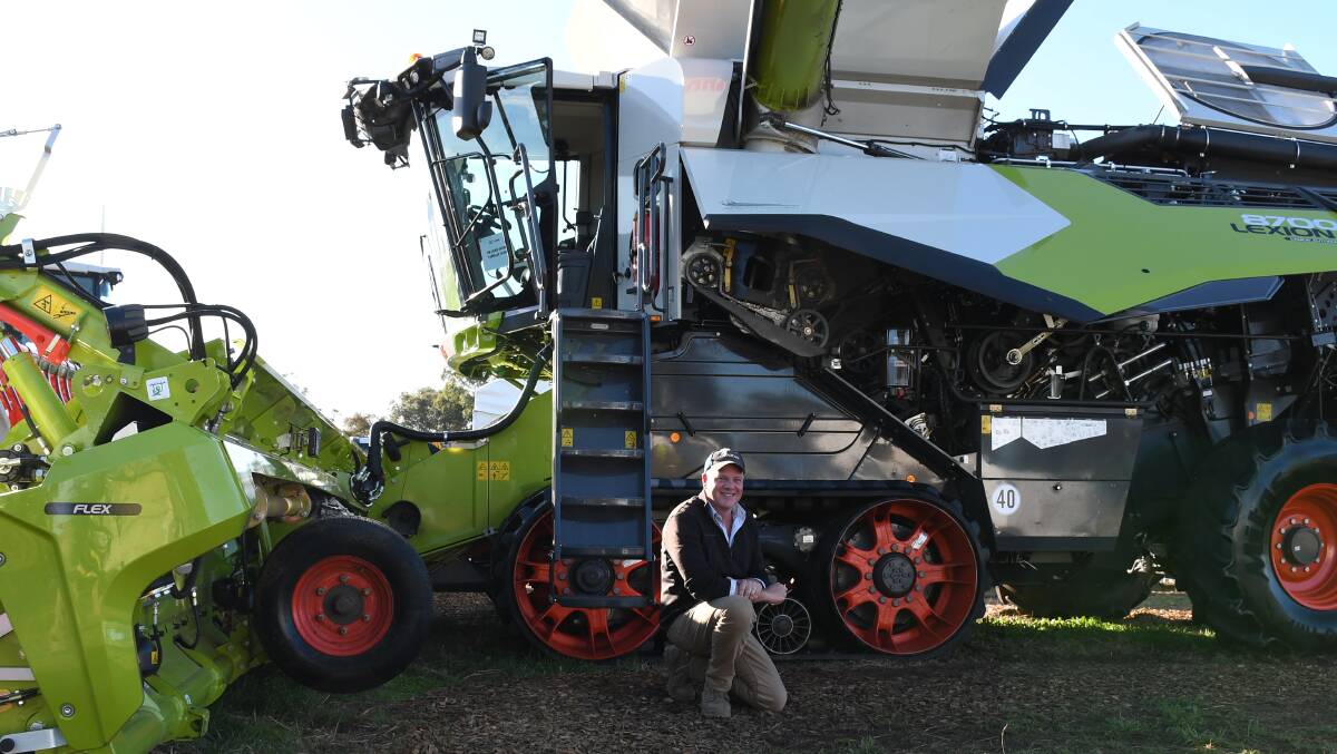 Claas Lexion national product manager Steve Reeves with the Claas Lexion 8700 harvester featuring Terra Trac technology. 