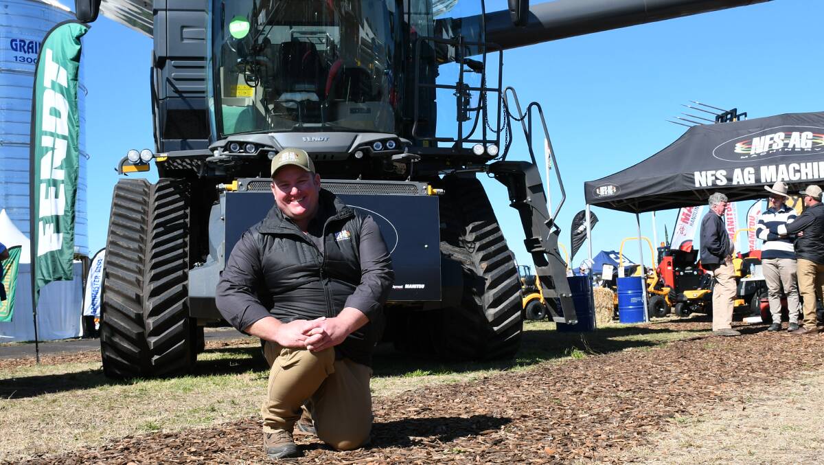NFS-Ag Machinery business development manager Nick Rouhan was on hand to talk to AgQuip visitors about the Fendt Ideal harvester. 