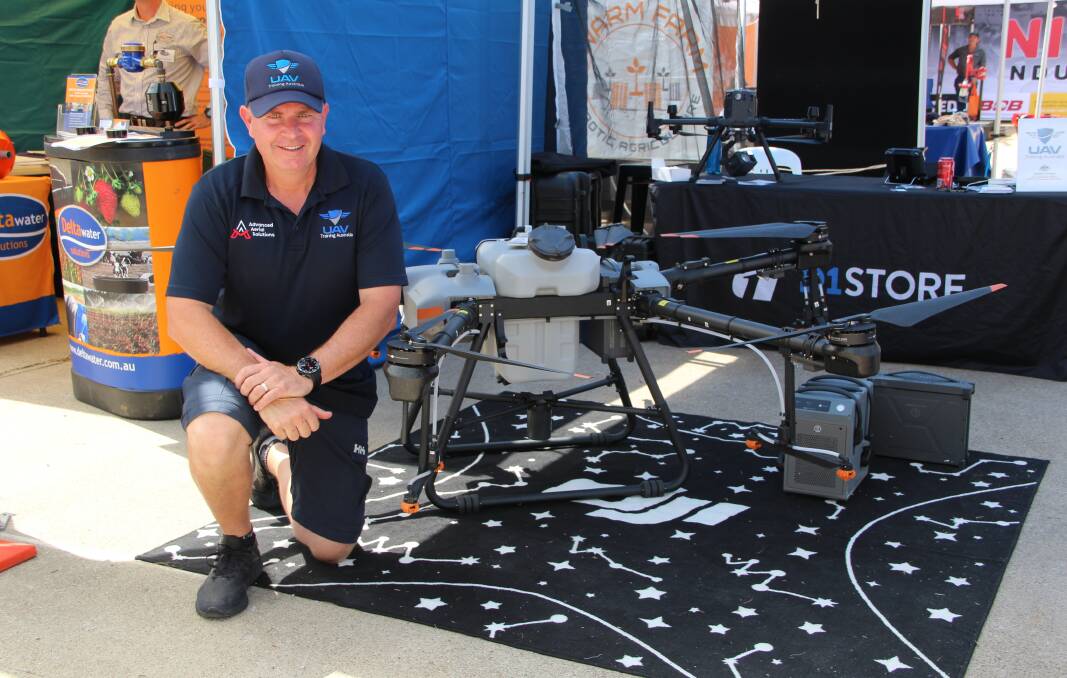 Advanced Aerial Solutions and UAV Training Australia chief pilot and CEO Wayne Condon with the DJI Agras T30 hexa-copter.