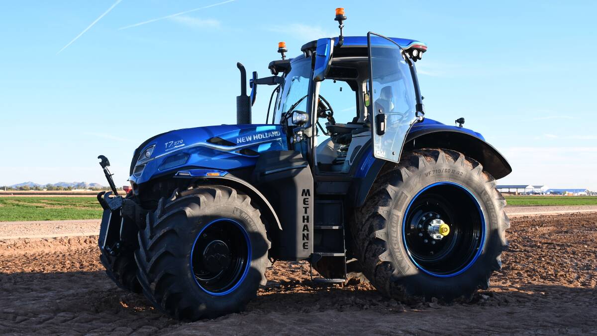 The New Holland T7 Methane Power LNG tractor has the company's Clean Blue livery, which will be used on its alternative fuels tractor range.
