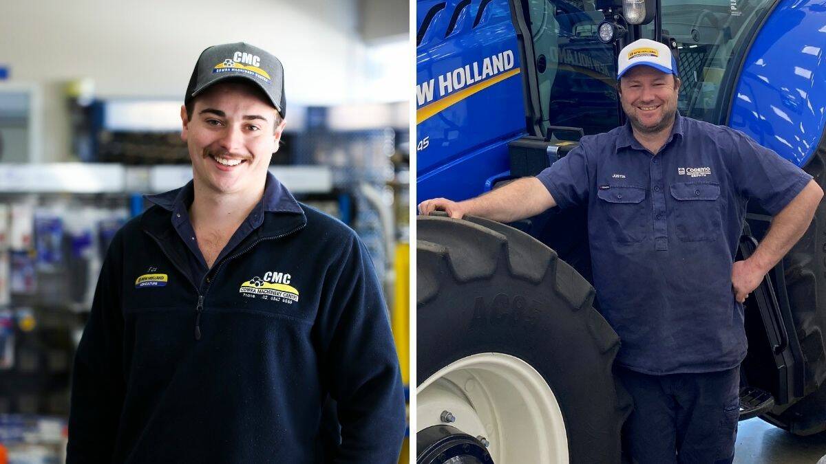 New Holland Apprentice of the Year Patrick Hutchison, Cowra Machinery Centre, NSW, and Technician of the Year Justin McVicar, Codemo Machinery Services, Griffith, NSW.