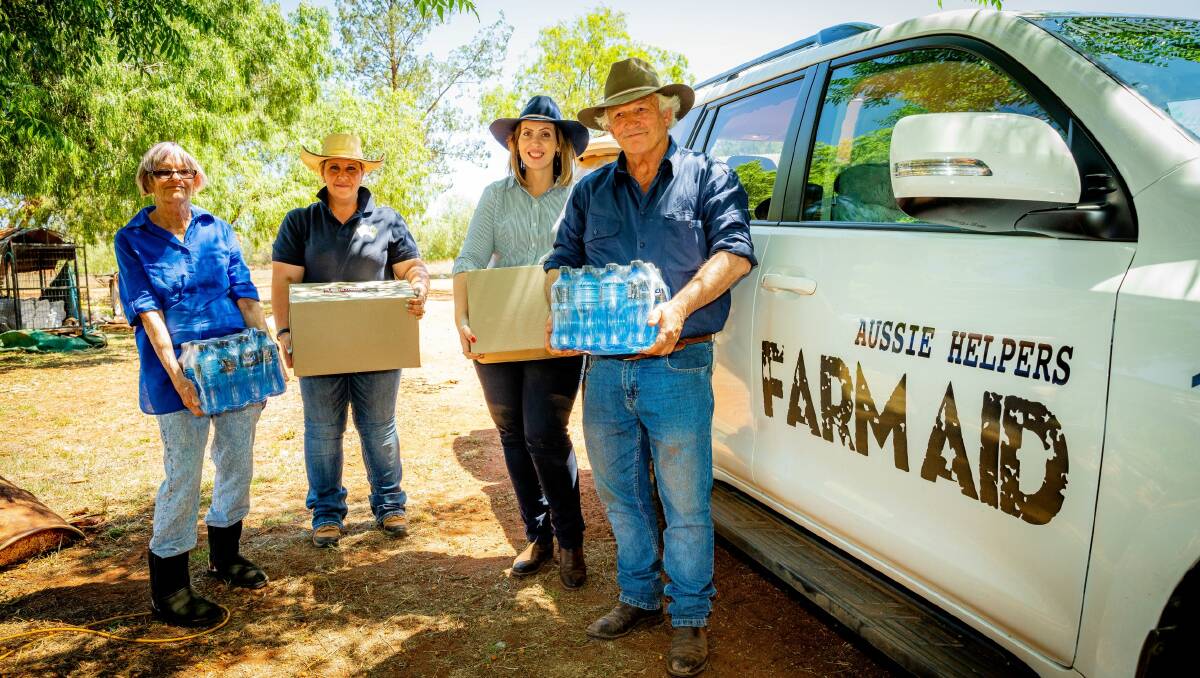 Aussie Helpers and its volunteers get assistance to where it is needed in rural and regional communities. Pictured are Maggie Robertson, Katie OBrien, Aussie Helpers team, Tash Kocks, Aussie Helpers, and Peter Robertson.