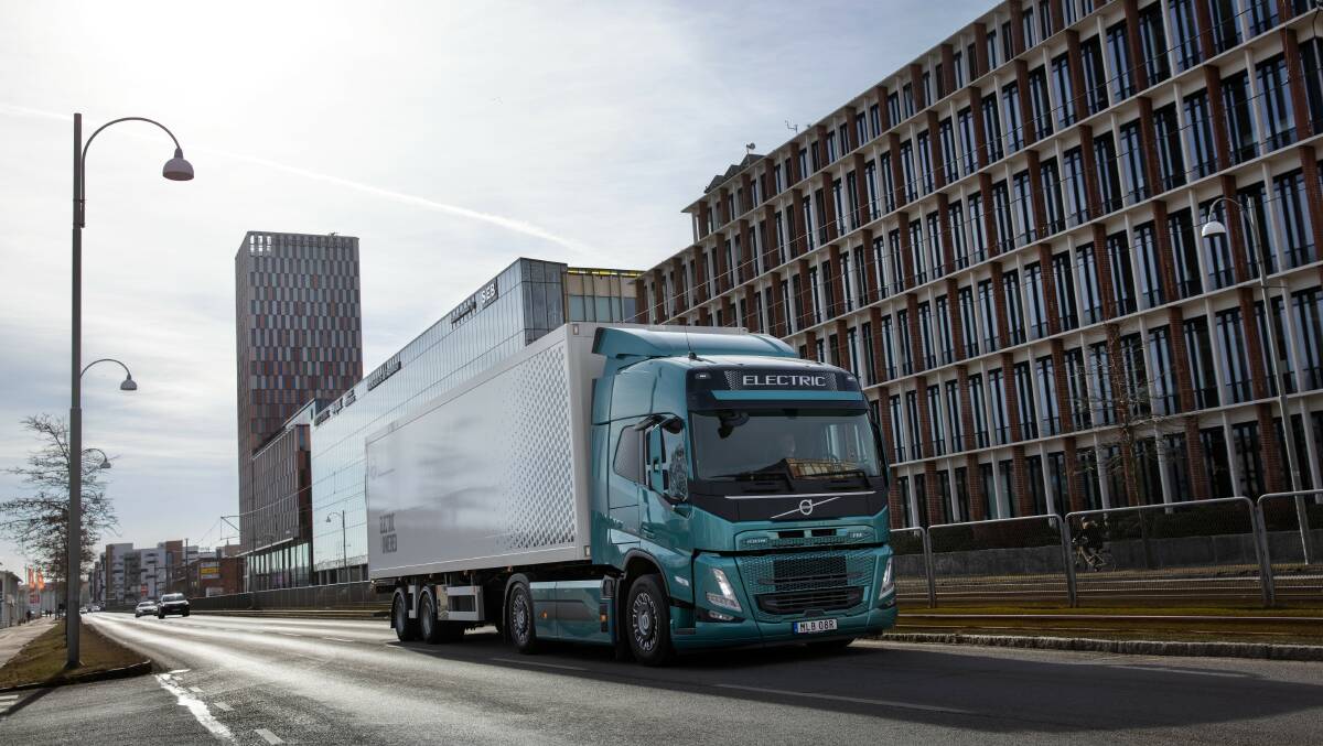 Volvo's triple axle electric prime mover has a gross weight of 42,500kg and an expected range of about 300 kilometres. 