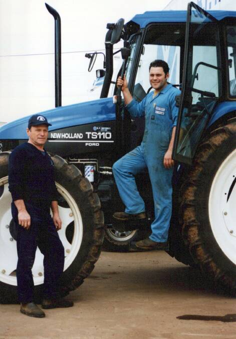 Roberto and Robert Piovesan with a New Holland TS110 in 1999. 