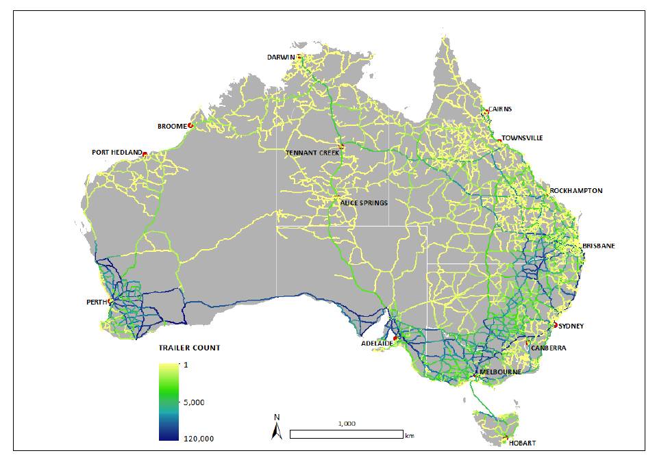 TraNSIT is used to map the truck movements of cattle and more than 95 per cent of agriculture transport Australia-wide including grains, cotton, pigs, rice, dairy, stock feed and horticulture. Source: CSIRO
