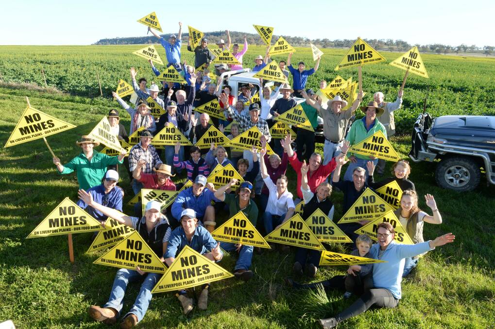 Liverpool Plains locals out in force celebrating former Premier Mike Baird's buyout of BHP's Caroona mine last year. There are no calls yet to cheer the Shenhua deal. 