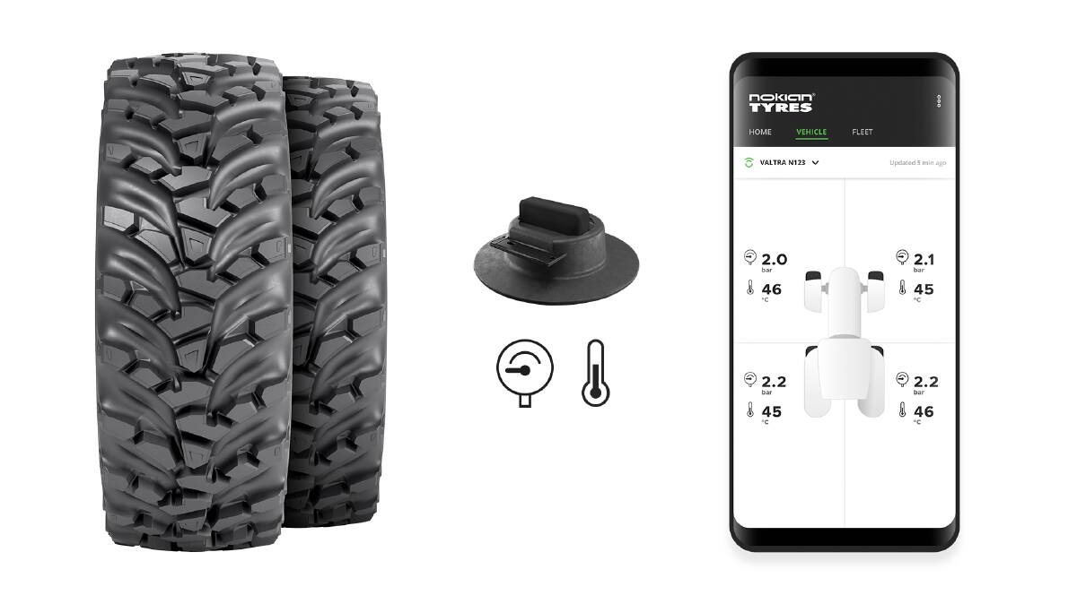 INTELLIGENT: Traction and longevity are improved when using Nokian Tyres on the farm and new smart technology enables operators to monitor tyre pressure on-the-go.