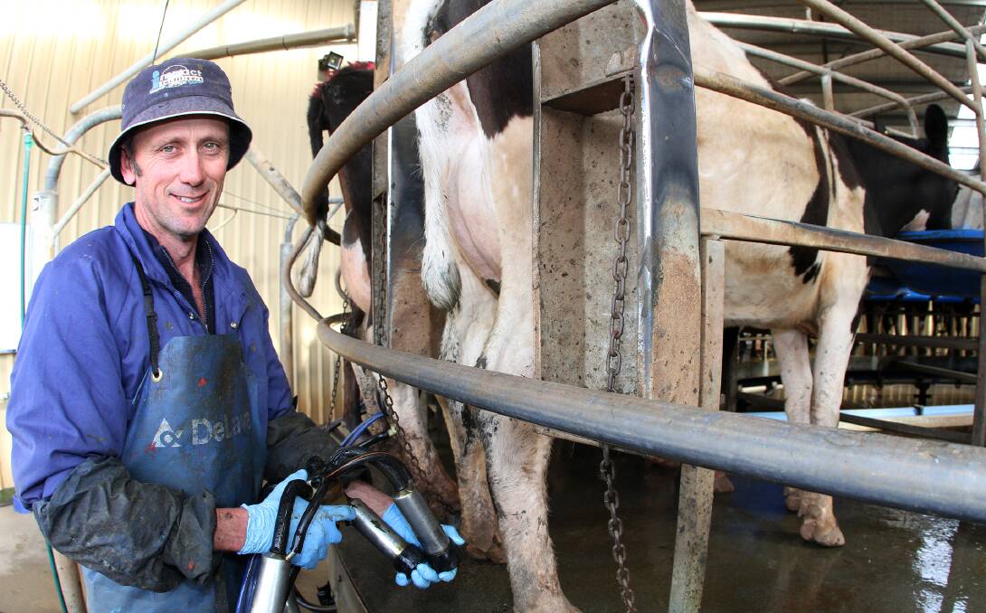 Gawler farmer Rob Frampton, alongside Norm and Lesley Frampton, took home the Veolia Dairy Farm Environmental Award. Picture: File