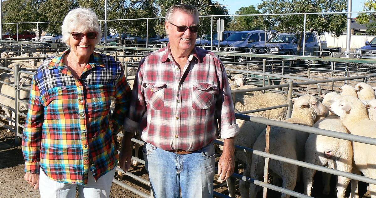 SELLERS: Regular vendors Terry and Mavis Crozier, Wargan, sold sheep at Ouyen last week, where 2954 lambs and 523 mutton were offered.
