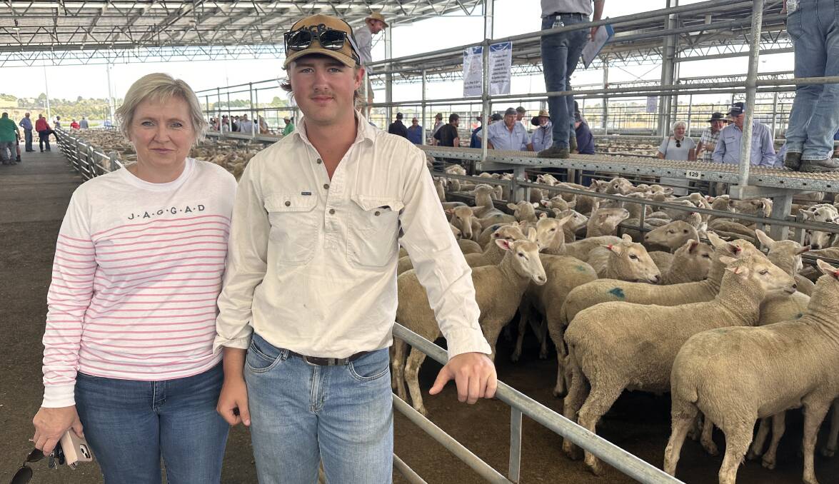 Gayle and Jack Liston, Carranballac, sold 142 May/June 2022-drop ewes for $230 at Ballarat last week. Picture by Philippe Perez