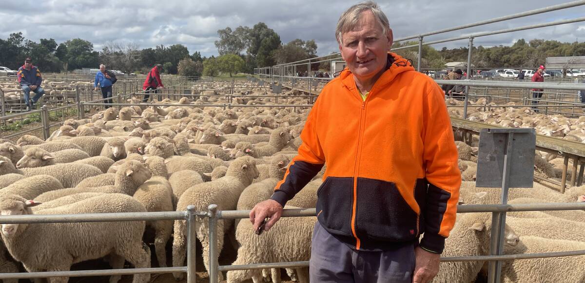 Richard Hein, Burdett, SA, was pleased with the $165 he made for his 42 crossbred lambs at Murray Bridge, SA, on Monday.