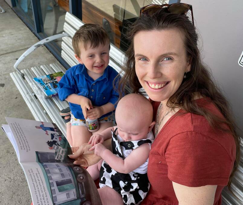 Holly the Holstein: Taree dairy farmer Rachel Nicholson and her sons Albert and Joey are big fans of the book. 