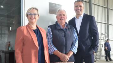Primary Industries Minister Clare Scriven, dairyfarmer Robert Brokenshire and Premier Peter Malinauskas launched the South Australian Dairy Industry Action Plan on Tuesday at Mount Compass. Pictures by Vanessa Binks 