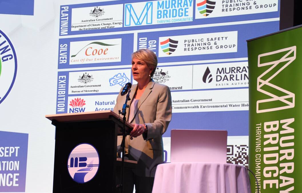 Federal water minister Tanya Plibersek addresses the 2023 Murray Darling Association conference on September 27, 2023.
