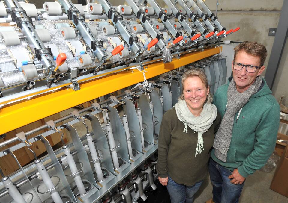 EXPAND: Nick and Isabel Renters are excited to finish unpacking their new wool processing machinery from Italy. Picture: Lachlan Bence 