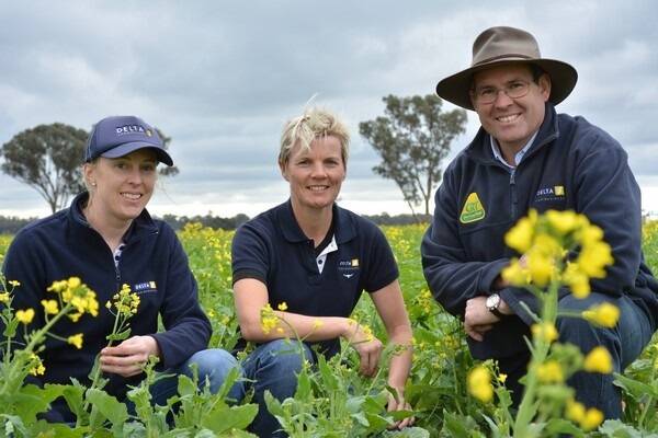 Agronomists with Delta Agribusiness Lockhart, Elissa Strong, Heidi Gooden and Warwick Nightingale. 
