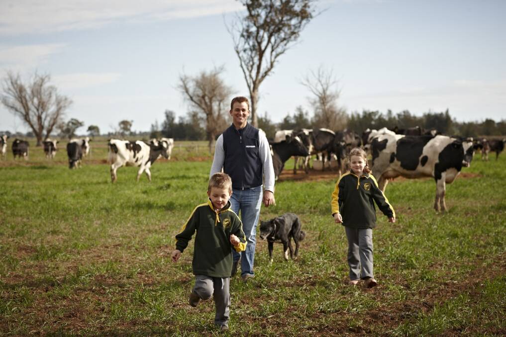 Dairyfarmer Jade Clymo with children  Fynn, 7, and Libby, 9, enjoy a good work:life balance.