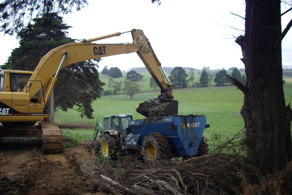 Sludge can be removed from ponds using an excavator.