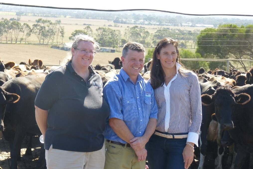 MILK VALUE: Industry experts Karen Christie, Dr Jamie McNeil and Melanie McGrice, all spoke of the value of milk to health, at an open day on John Versteden's dairy farm at Longwarry.