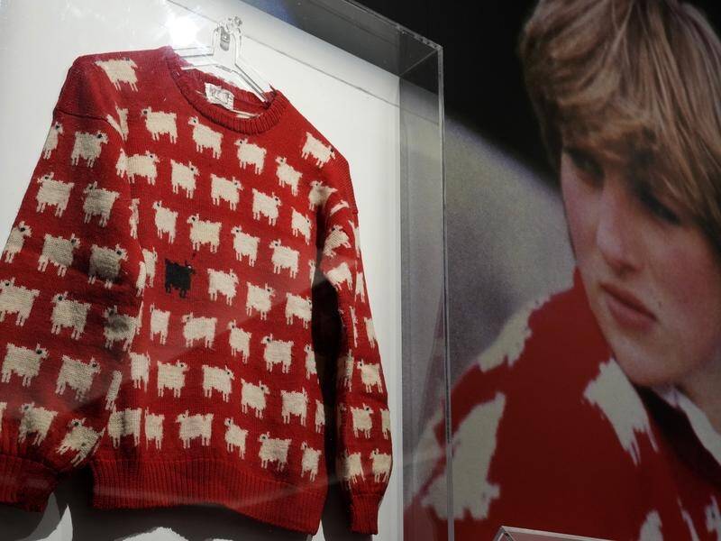The historic Princess Diana black sheep jumper has been sold by London auction house Sotheby's. (AP PHOTO)