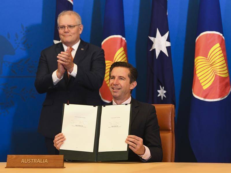 Trade Minister Simon Birmingham hopes the new RCEP deal will restore dialogue with China.