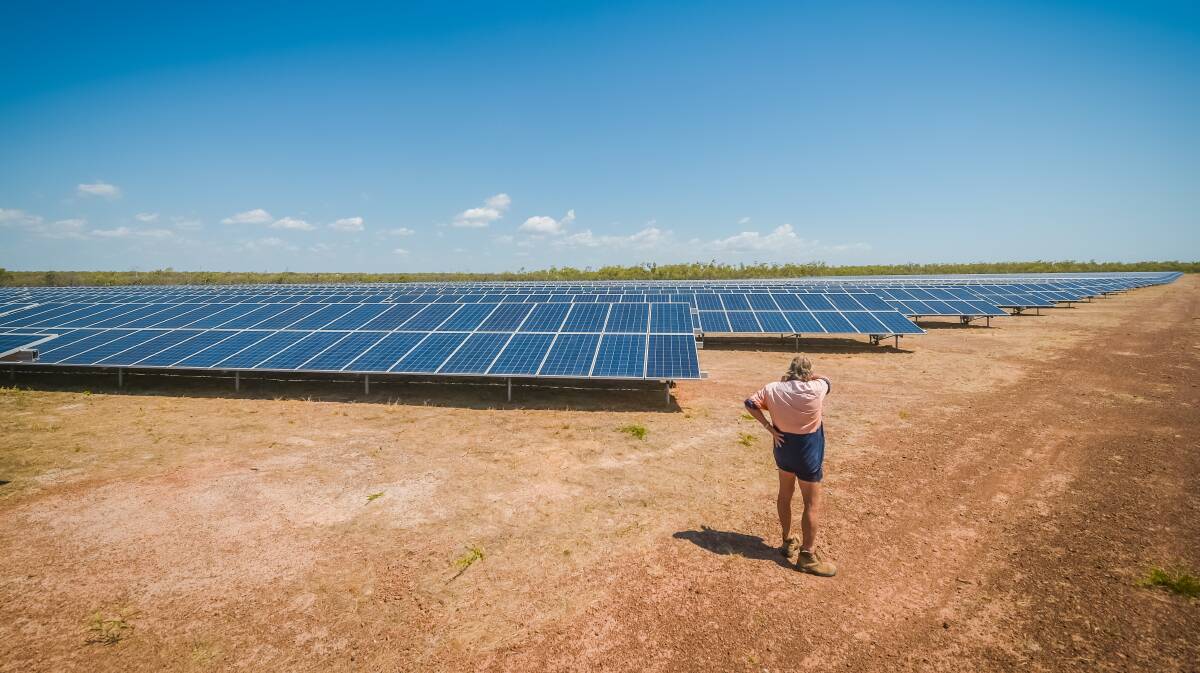 Mr Scouller looks out over the Normanton Solar Farm. Photo - Kelly Butterworth. 