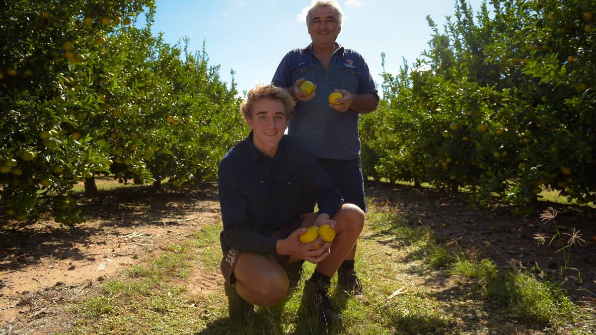 Ross Cordoma with Certificate III in Production Horticulture student Lleyton Cave. 