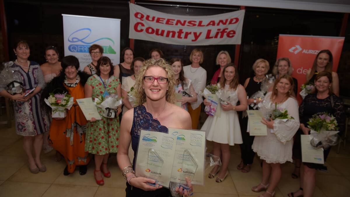 Senior Constable Sarah Grayson, Charleville, accepting her award at the QRRRWN gala dinner. Photo - Kelly Butterworth. 