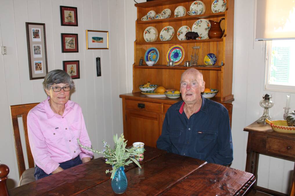 The dining room off the detached kitchen is enjoyed by Libby Leu and Colin Marshall. 