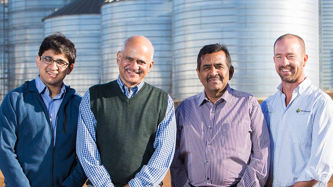 Vishal Vijay, Vijay Iyengar and Ravi Raghavan (Agricorp International co-owners) and Todd Jorgensen, CEO, Associated Grains.