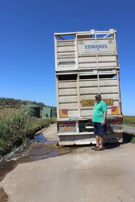 Lonely by-product: Livestock transporter George Johnston, Toowoomba, relocated his business in order to manage effluent from his B-double tanks. Picture: Helen Walker 