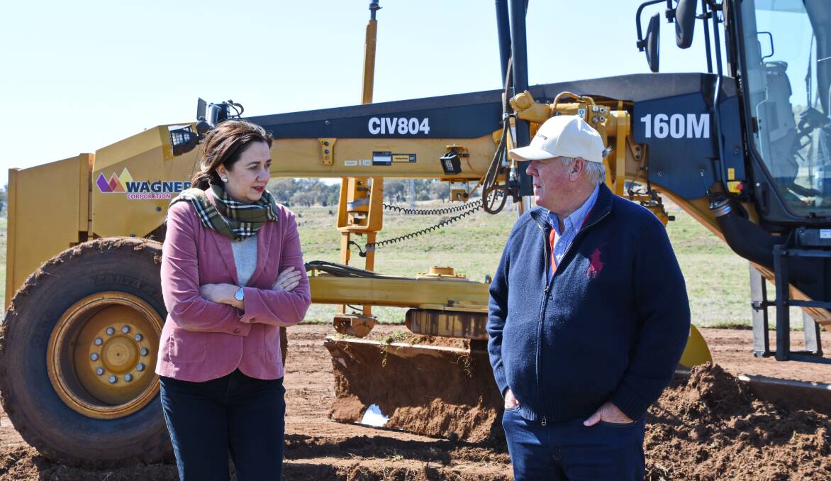 Premier Annastacia Palaszczuk and Wagner Corporation chairman John Wagner have been in talks about a quarantine facility at the Wellcamp precinct since January. Picture: Hayley Kennedy