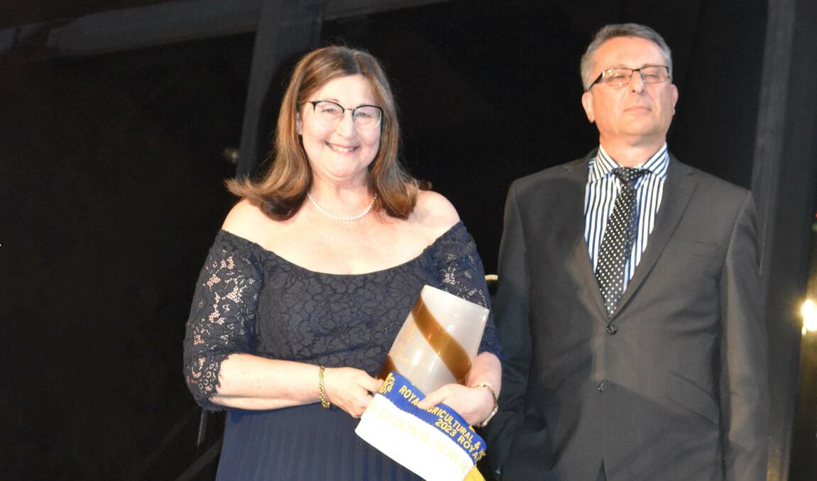 Winner of the 2023 Brenton Higgins Memorial Award Gina Dal Santo with Golden North Ice Cream managing director Peter Adamo at the recent South Australian Dairy Awards. Picture by Kiara Stacey