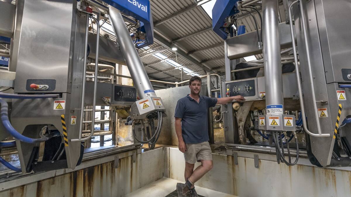 FIELD DAY: Farmer Nick Dornauf in the robotic dairy, which he showcased as part of Day in the Dairy. Pictures: Craig George